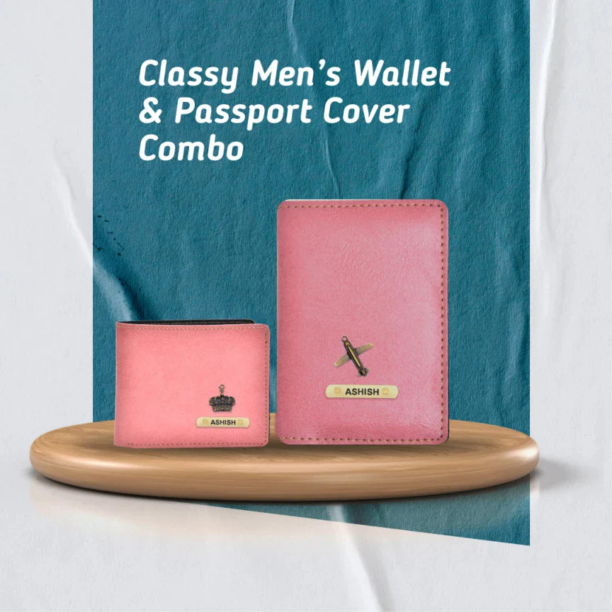 personalized classy leather passport cover and wallet