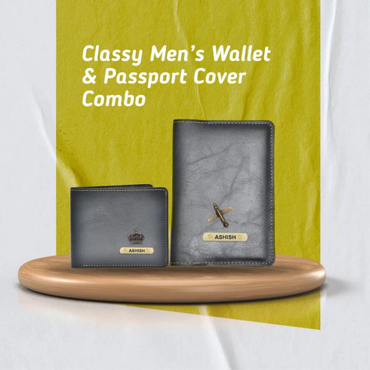 personalized classy leather passport cover and wallet