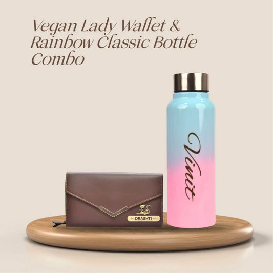 Personalized Perfect wallet and multi-color water bottle