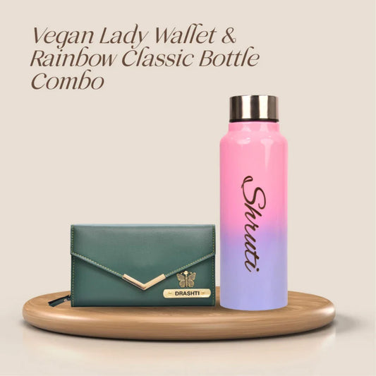 Personalized Perfect wallet and multi-color water bottle