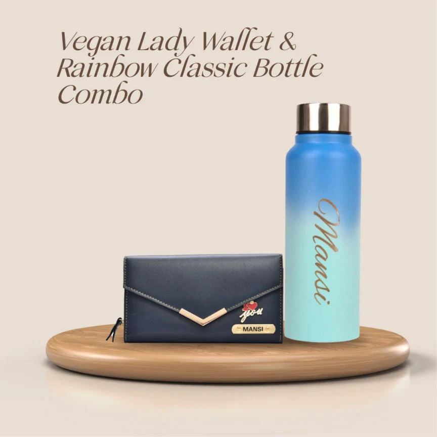 Personalized Perfect wallet and multi-color water bottle