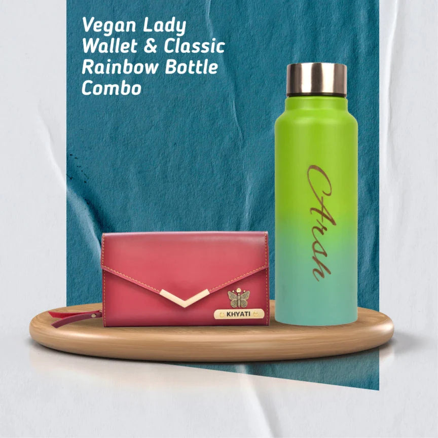 Personalized Perfect wallet and multi-color water bottle