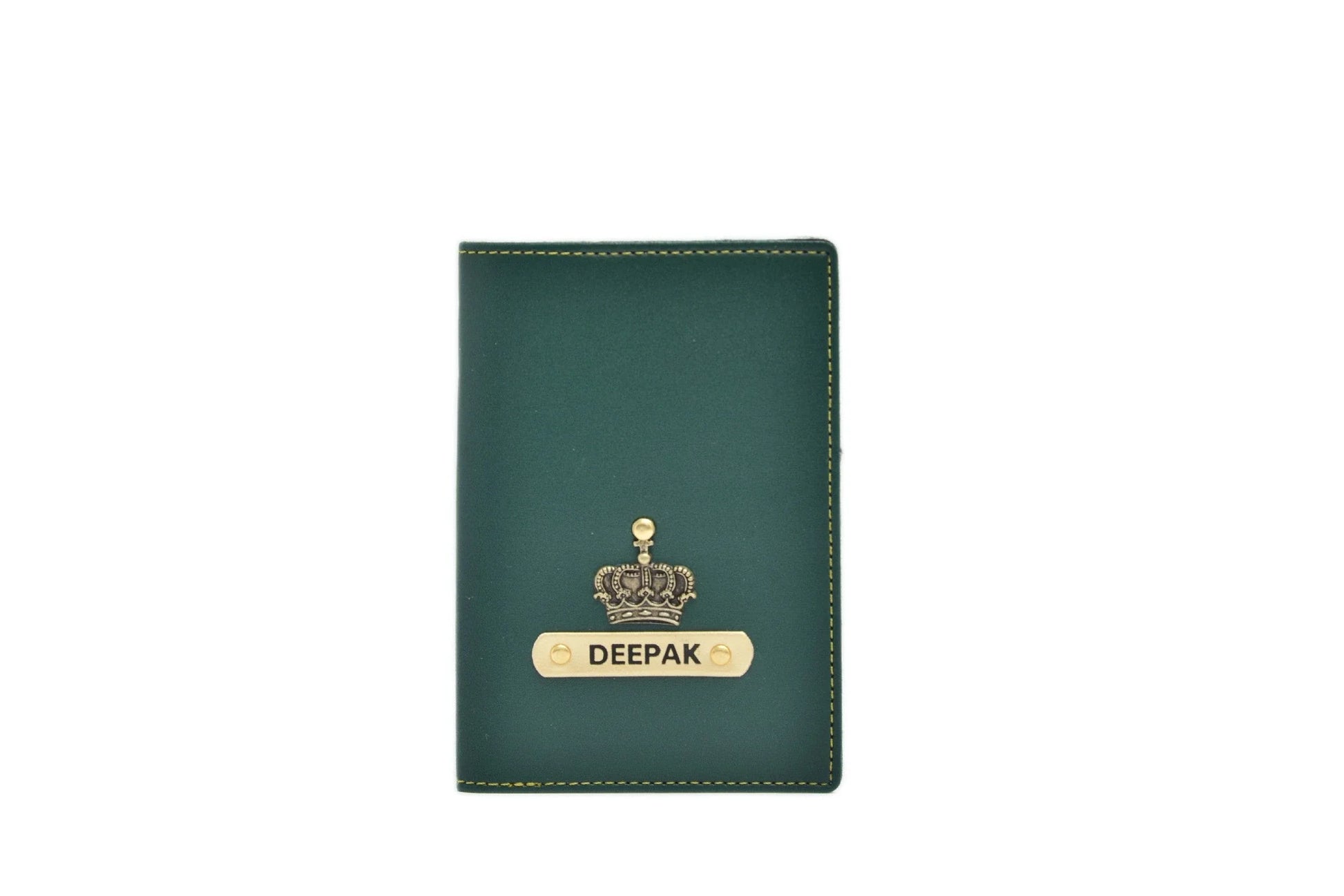personalized-passport-cover-olive-green-customized-best-gift-for-boyfriend-girlfriend. Front vew. Handcrafted Personalised Passport Cover. Safeguard Your Passport And Other Travel Documents With One Of This Unique And Essential Wallet.