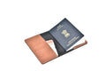 Inside or open view of brown passport case