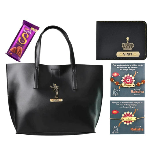 Personalized Tote Bag and Men's Wallet Combo Rakhi Combo