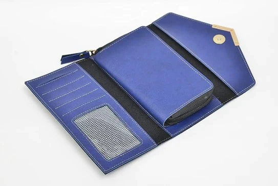 personalized women's classy leather wallet open look