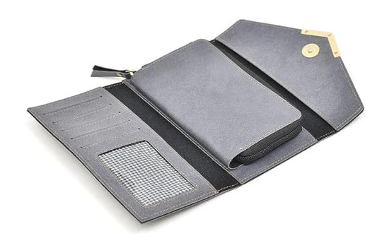 personalized women's classy leather wallet open look