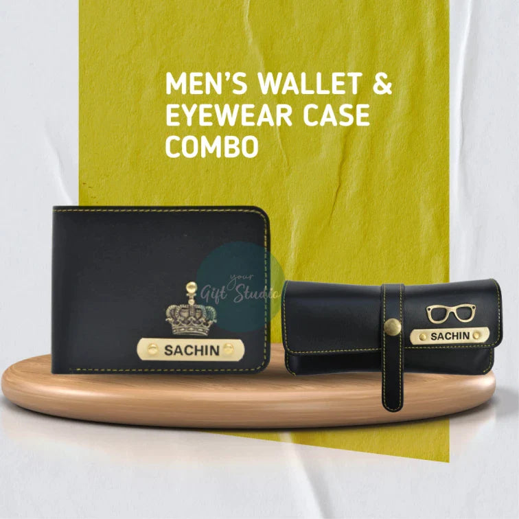 personalized men's 2 pcs wallet combo