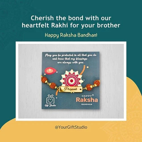 personalize rudraksh rakhi for you