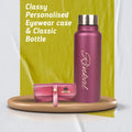 personalized classy leather eyewear case and classy water bottle