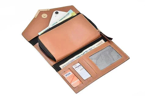 vegan leather lady wallet open look