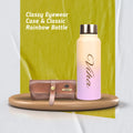 personalized perfect classy leather eyewear case and water bottle