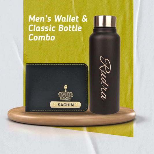 Personalized Perfect Wallet and Water Bottle for Men's and Boys
