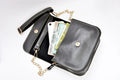 Inside or open view of chained sling bag black