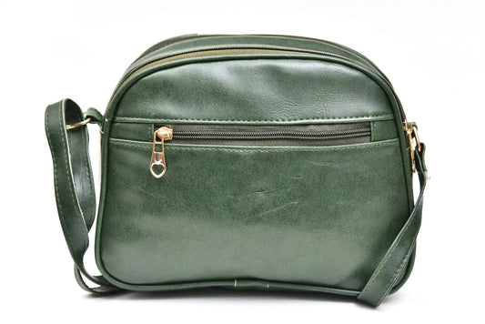 Classy Leather Customized Chain Sling Bag + Men's Wallet (Women's Combo) (Green Black)