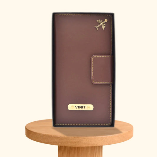 customized vegan leather travel wallet with name and charm unisex passport holder