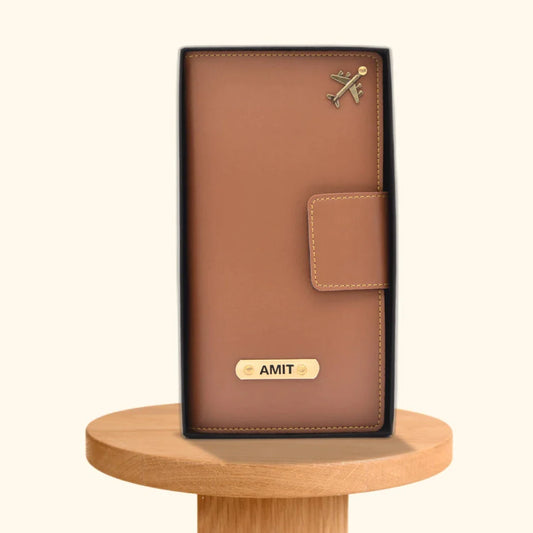customized vegan leather travel wallet with name and charm unisex passport holder