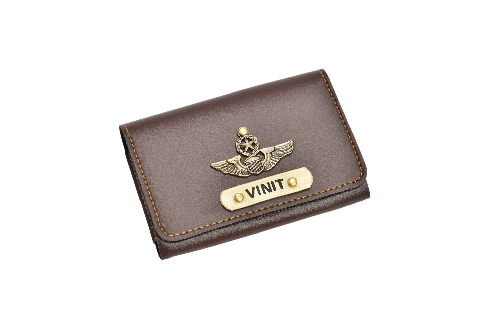 Carry your contact information in style with this personalized visiting card holder.
