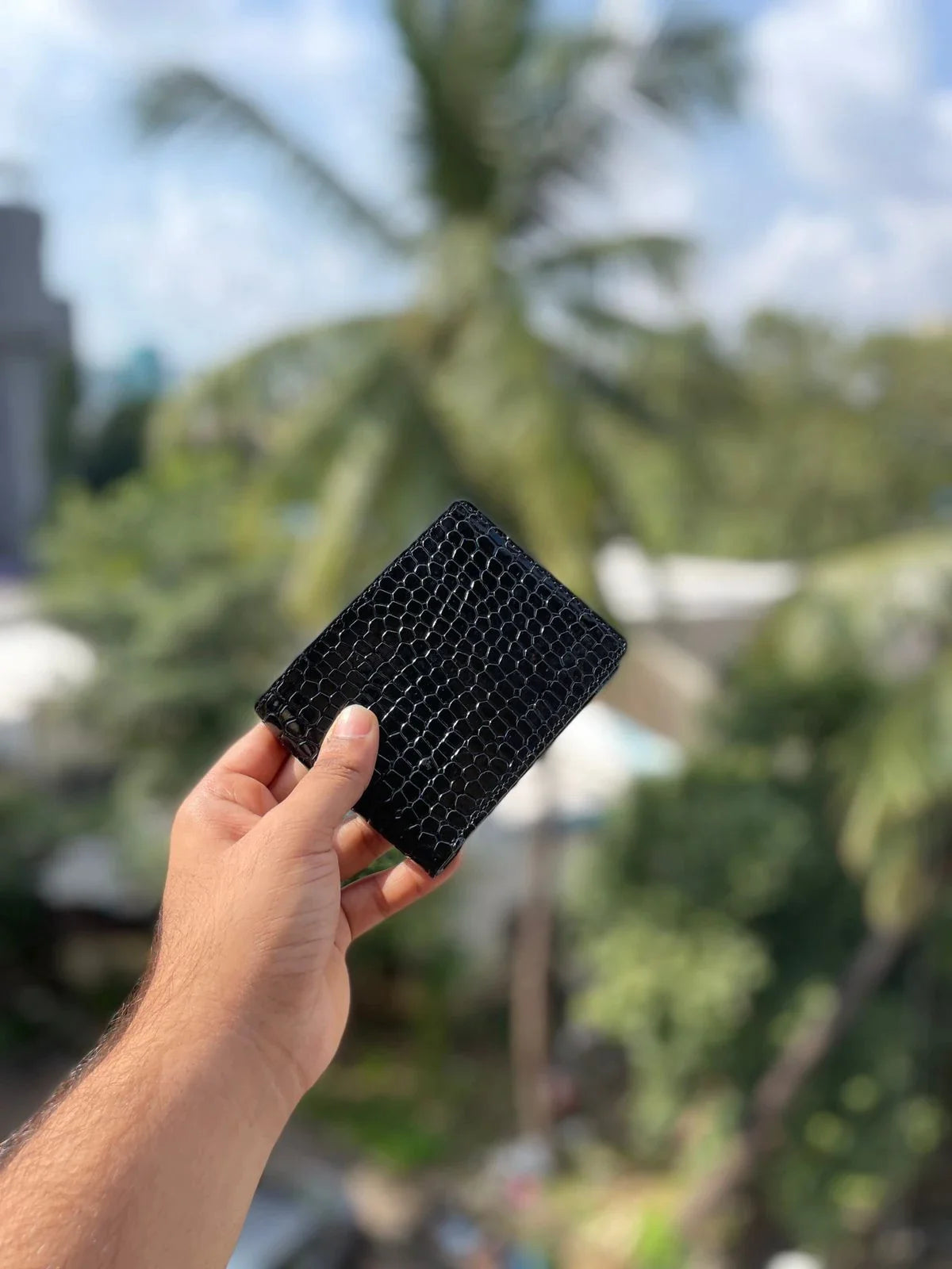 Perfectly designed to hold your cash and cards, our personalized croc leather men's wallet is a timeless accessory.