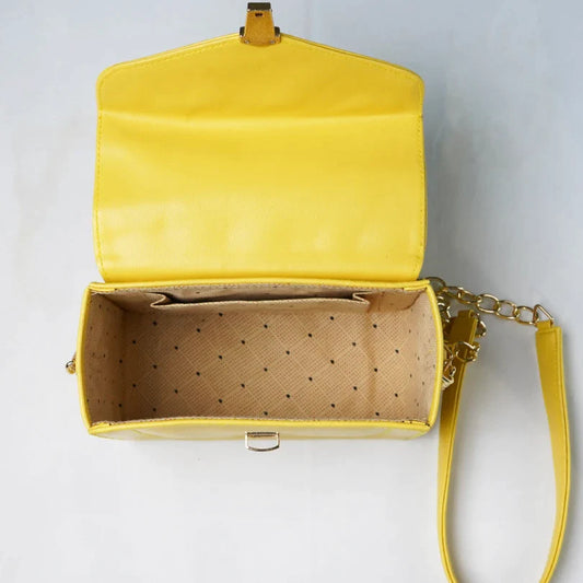 Customized Women's Leather bag (Buttoned) - Yellow