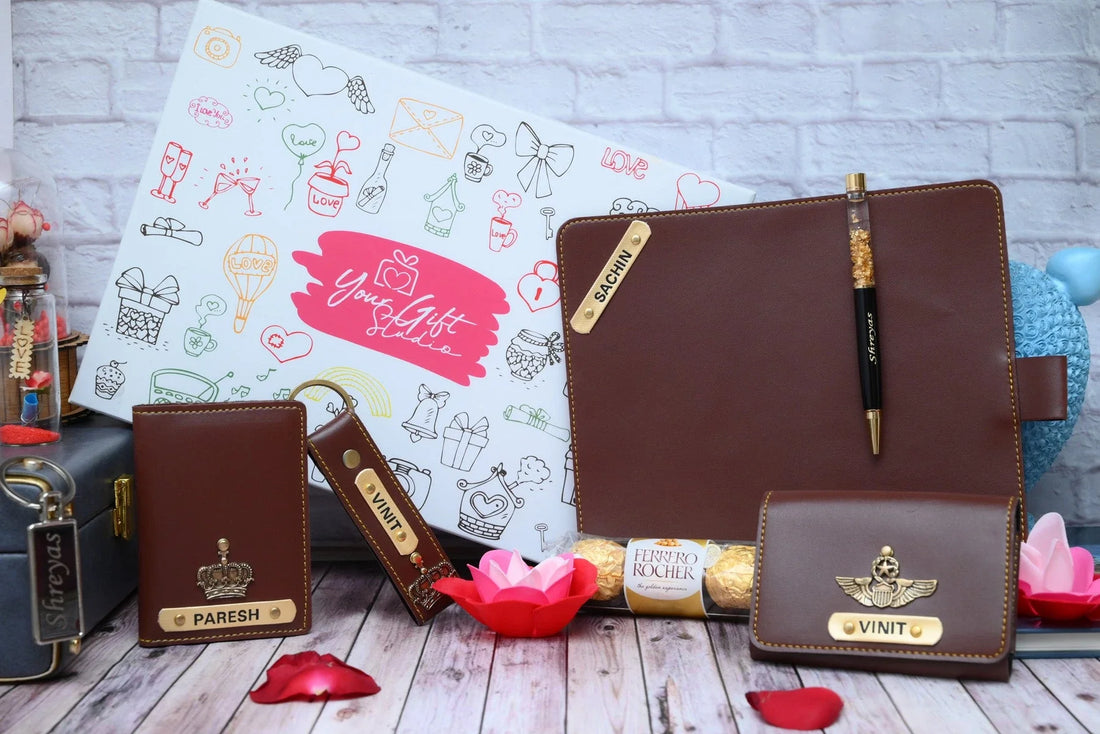 Don’t forget the flawless finish of these Personalized Custom-Made Leather Valentines Men’s Gift Combos that is bound to leave you mesmerized.