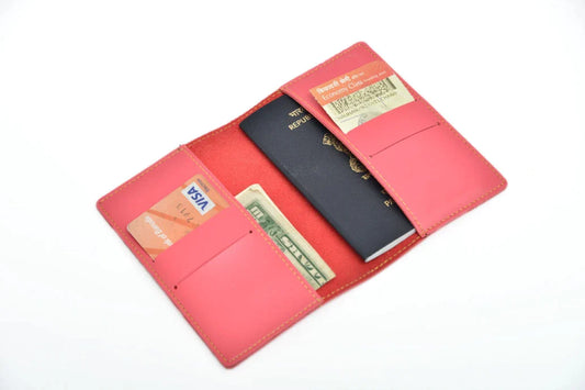 Personalized leaher passport cover with name & Charm.