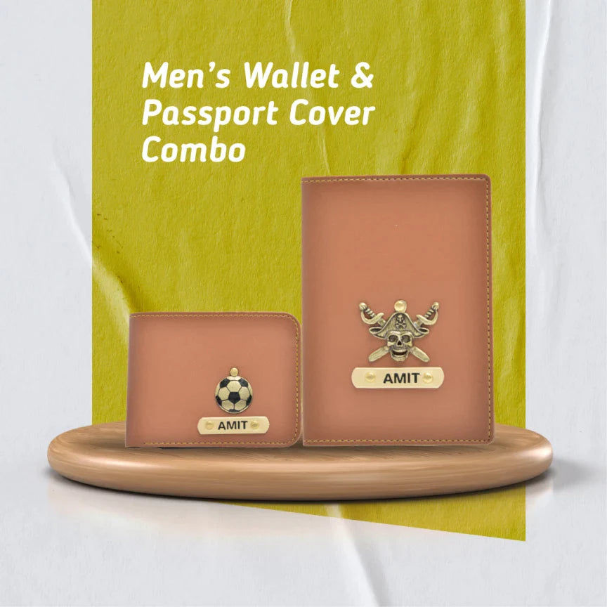 Personalized Men's wallet and passport cover perfect combo for men's