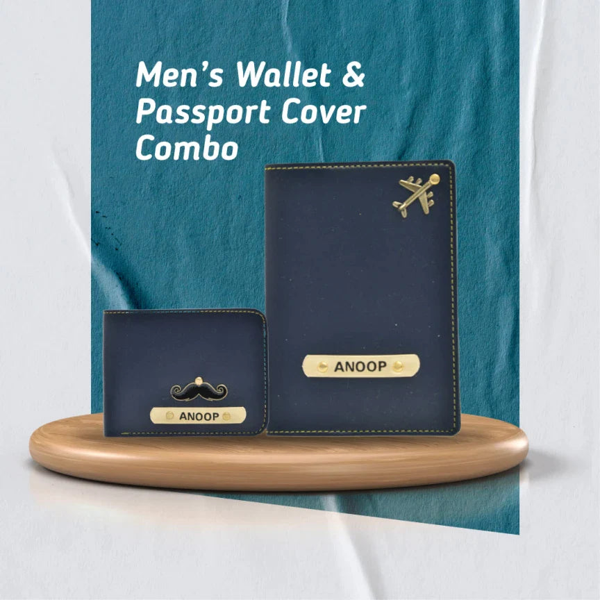 Personalized Men's wallet and passport cover perfect combo for men's