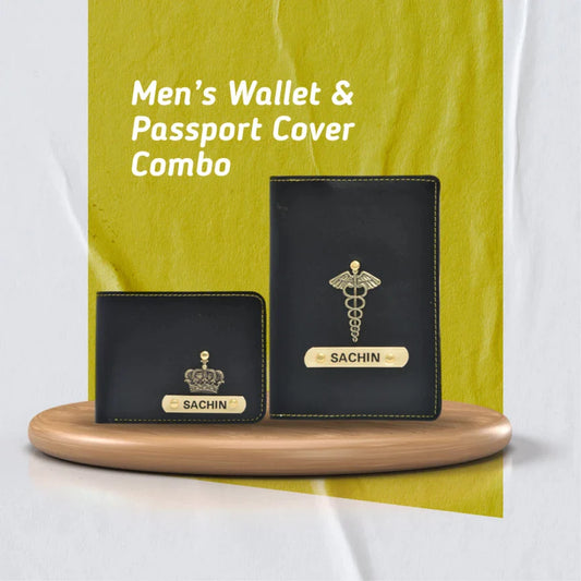 Personalized Men's wallet and passport cover perfect combo for men's