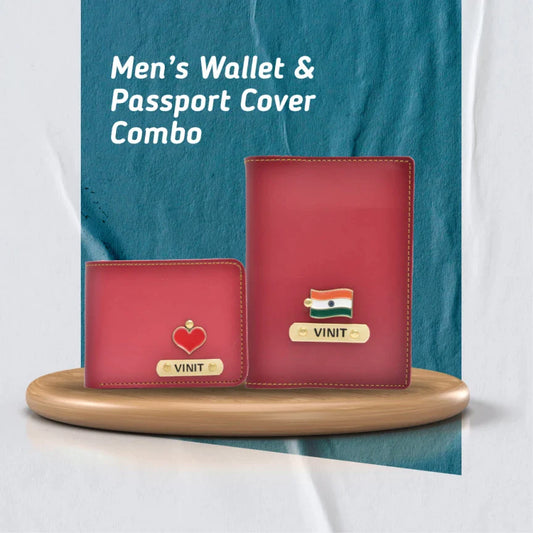 Personalized Men's wallet and passport cover perfect combo for men's