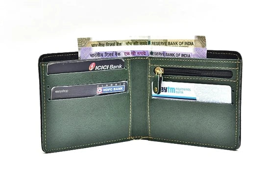 personalized men's classy leather wallet open look