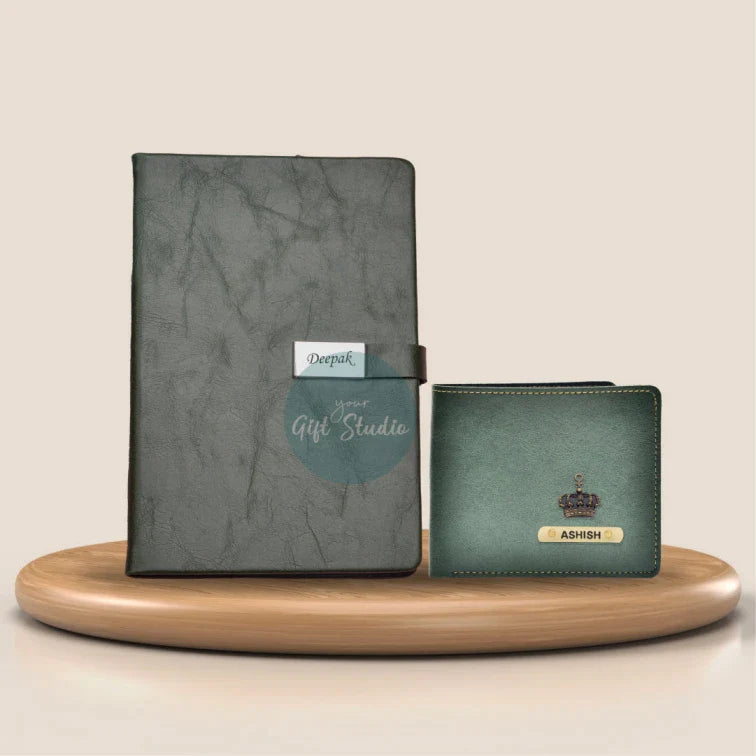 Customized Men's Wallet and Diary Combo - Black | Your Gift Studio