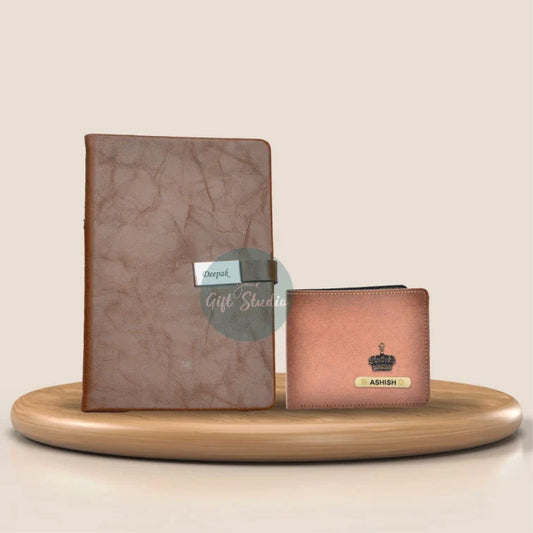 personalized perfect hard cover diary and men's wallet